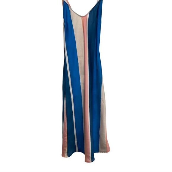 H&M X Lemlem Vertical Stripe Blue, Cream Blogger Favorite Slip Dress NWT - Picture 4 of 12